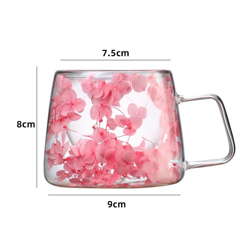 

180ml Double Wall Coffee Mug Heat-resistant Espresso Cup Clear Glass Cup For Cappuccino Tea Water Drinkware Gift Flower Des 180ml