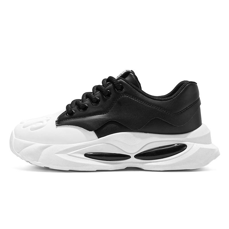 Internet celebrity popular men's shoes spring and autumn thick soles new versatile sports leisure running heightening teenager leather dad shoes