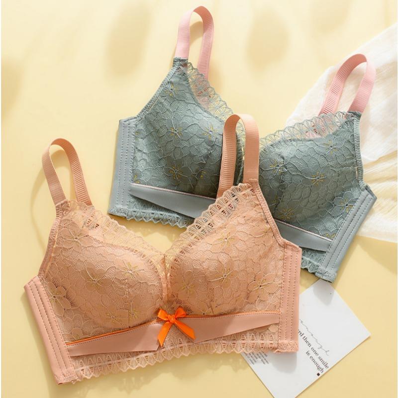 Push-up Small Chest Sexy Lace Adjustable Shape No Ring Underwear Anti-sagging Comfortable Beautiful Back Bra Set