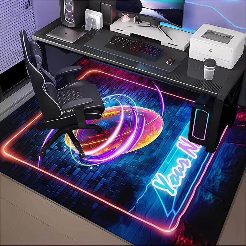 1PC Custom Name Neon Lights Dreams Theme Floor Mat Ideal for Living Room, Game Rooms, Office, Bedroom Floor Mat Playful Design