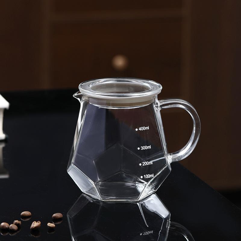 Coffee pot Heat-resistant glass hexagonal diamond coffee pot Sharing pot Drip filter cup Hand-brewed coffee pot set