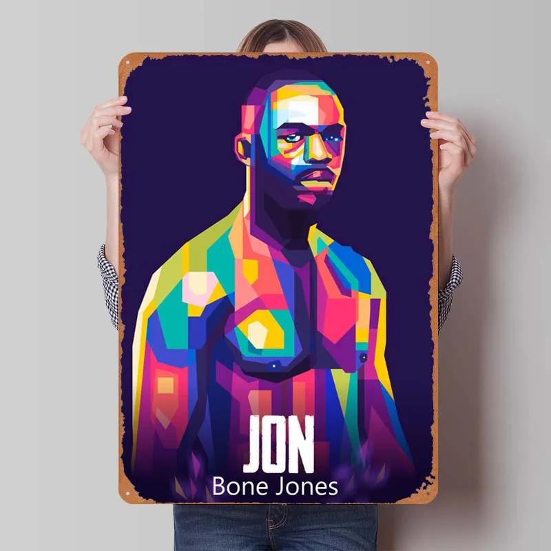 Jon Jones Metallskylt Boxningsposters Spelrumsinredning Man Vintage Plåttskylt Plakett för Väggkonst Dekoration Interiör