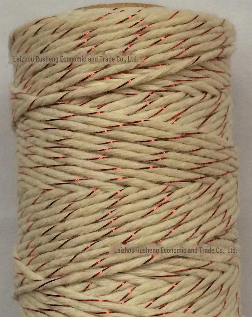 Gold, Silver & Copper Cotton Rope with Gold Thread and Multi-colored Cotton Rope - 100m.