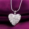 Hot 925 Sterling Silver Photo Frame Pendant Necklace Snake Chain Woman Charm Statement Fashion Jewelry Wedding PartyGood Product