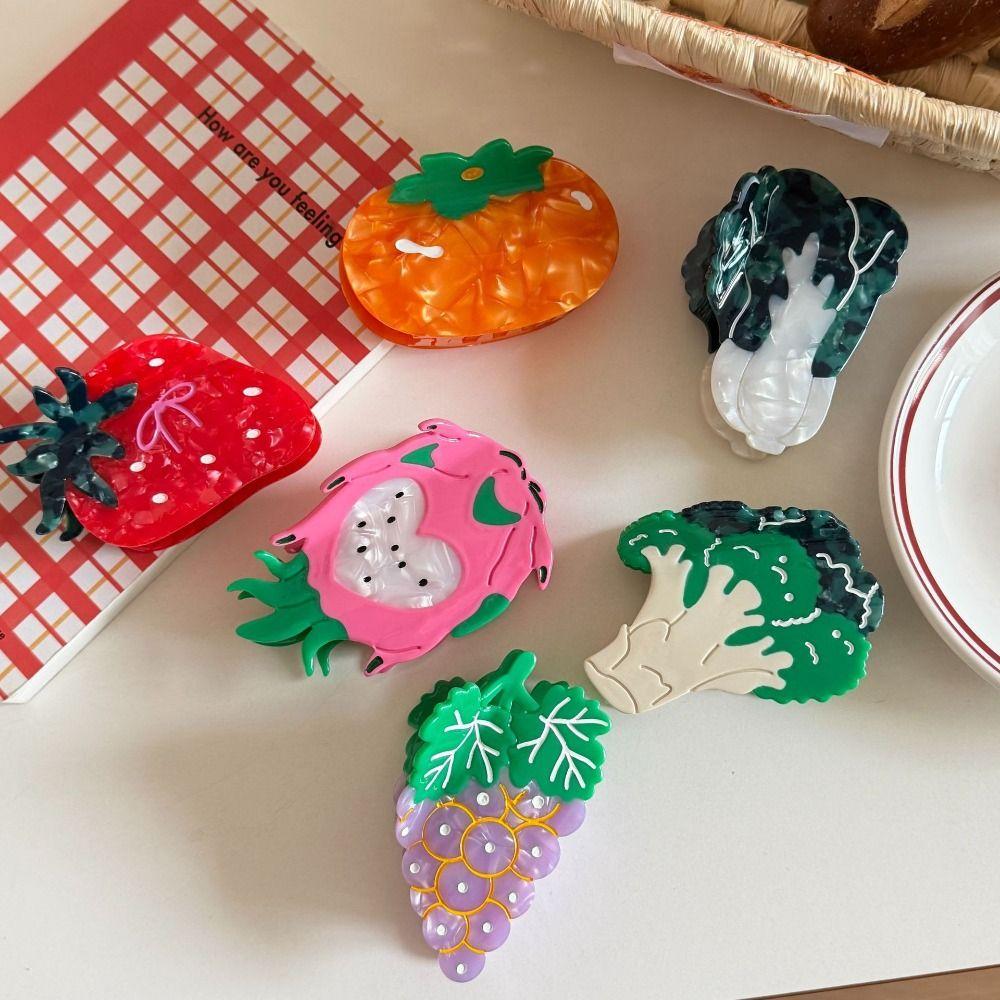 Sweet Vegetable Hair Clip Cute Acetic Acid Claw Clip Creative Fruit Shark Clip Daily