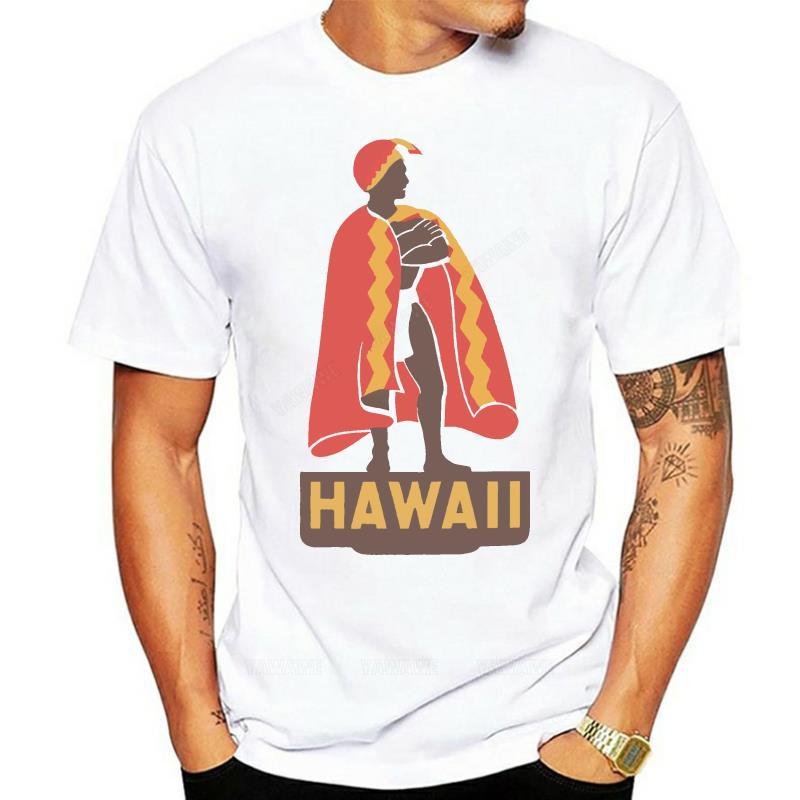 Adult tee tops Vintage Hawaii Travel Decal TShirt King Kamehameha Maui Honolulu Islands unisex fashion graphic teeshirt S