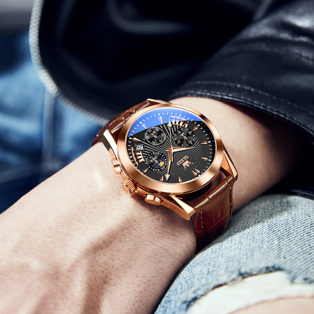 OLEVS Men's Business Wristwatch, Waterproof, Stylish, Stainless Steel Band, Quartz Movement, Analog, Casual, Father's Day Gift