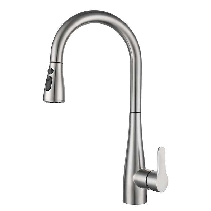 TLXT Brushed Stainless Steel Pull-Out Kitchen Faucet