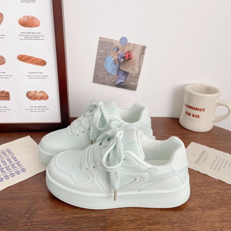 

Dopamine thick baseplate shoes women s sports spring new niche design round head breathable student board shoes 40 светло-синий