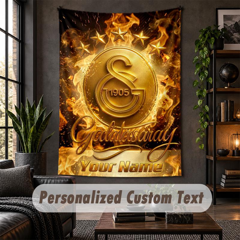 Wall Tapestry Galatasaray FC Print Custom Name Text Wall Hanging Home Decor