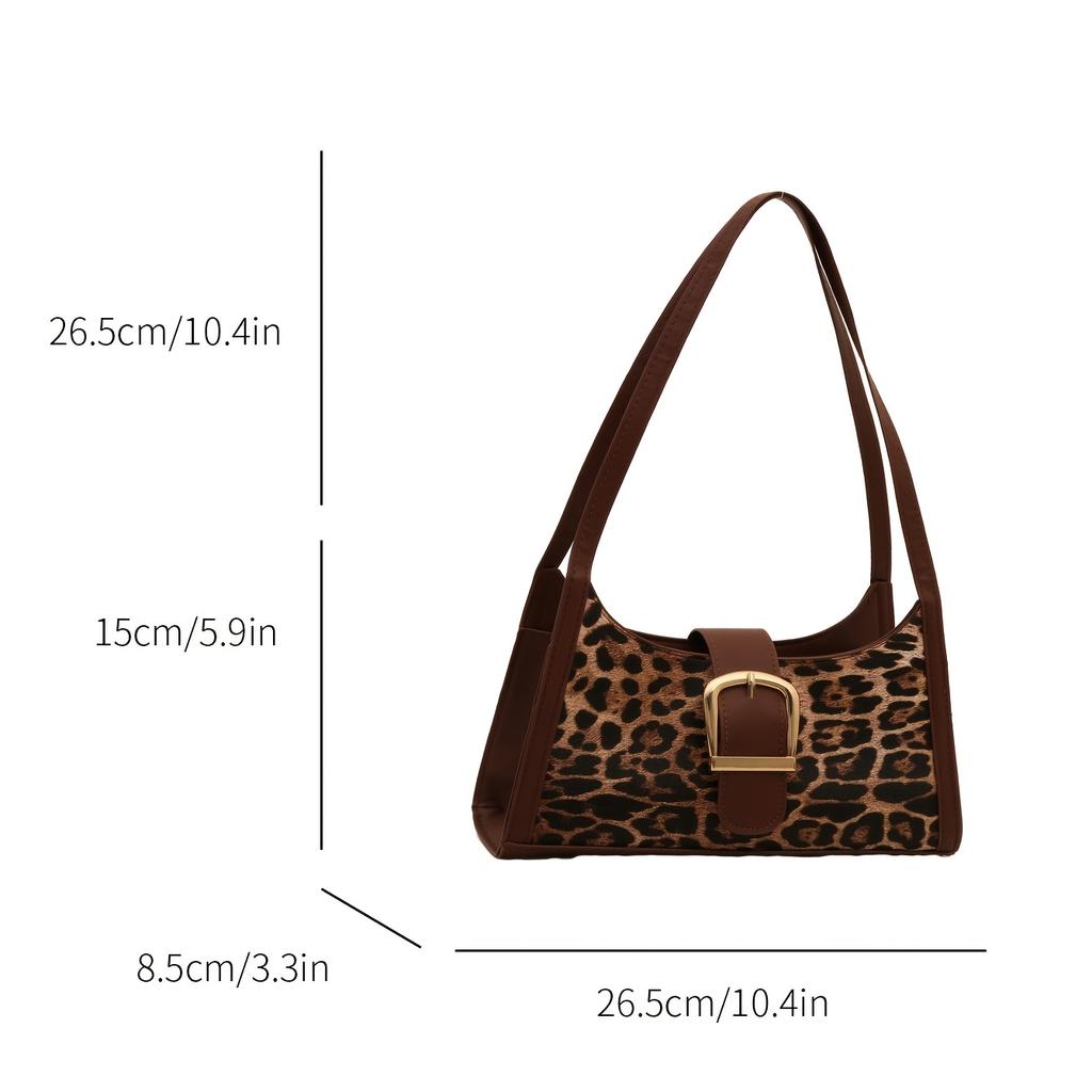 Women's Handbag, Retro Fashionable Leopard Print Versatile Underarm Shoulder Bag, Suitable for Work, Shopping, Commuting, and Vacation Occasions.