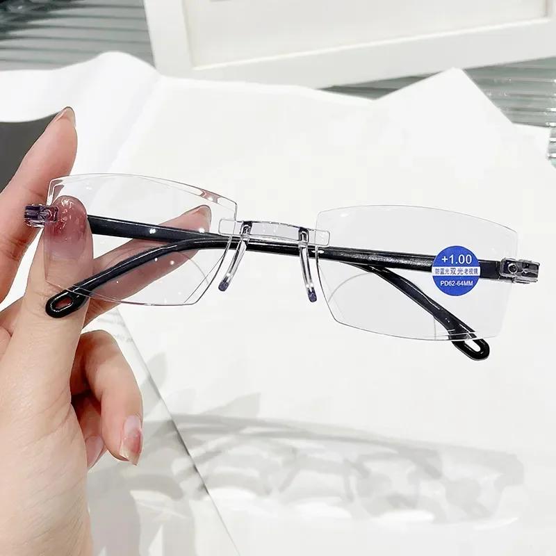 

Retro Reading Glasses for Men Women Anti-blue Presbyopic Eyewear Frameless Trimming +1.0 To +4.0 Lentes Opticos Para Mujer 4