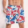 Men Swim Trunks Drawstring Waist 3D Star Print Quick Dry Board Shorts with Mesh and Side Pockets
