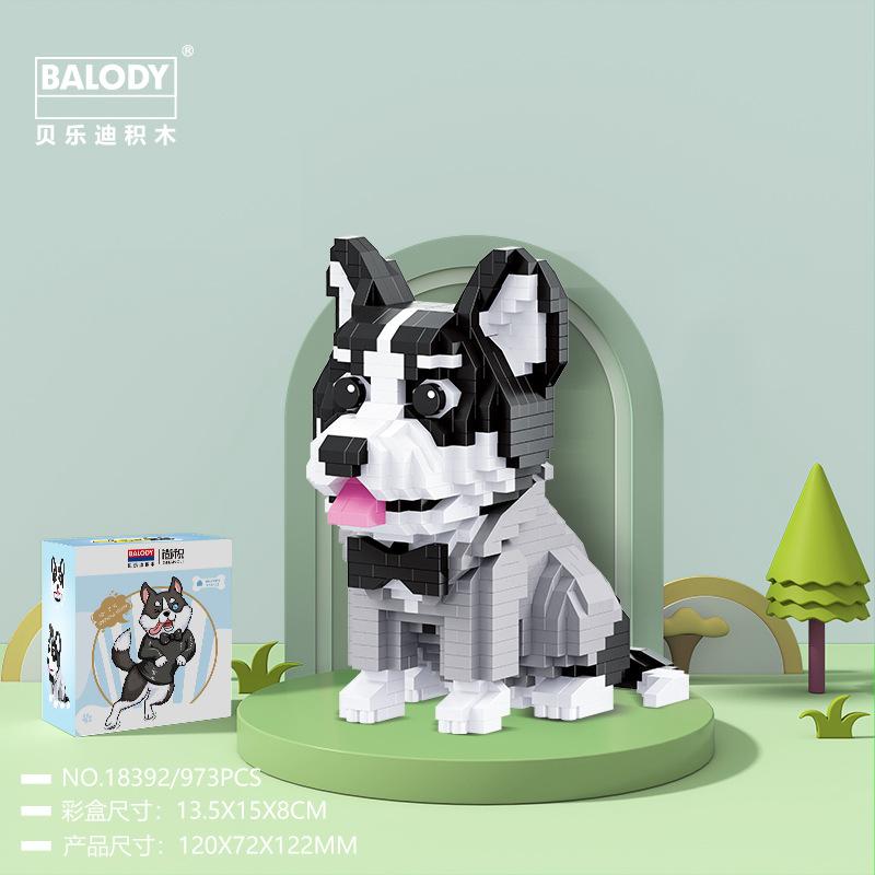 Kawaii Pet Building Blocks Doberman Shiba Inu Poodle Mike Dog Mini Bricks Cat Figure Husky Schnauzer Model Toys For Kids Gift