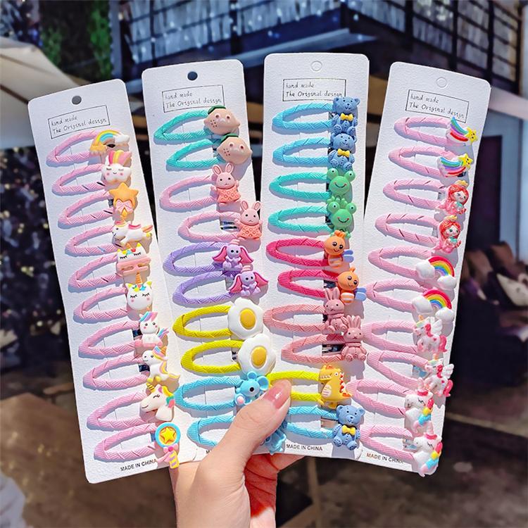 2021 Cute 10 Pcs/set Cartoon Hair Clips for Baby Girl Hairclip Flower Fruit Hair Pins Kids Hair Accessories Gift