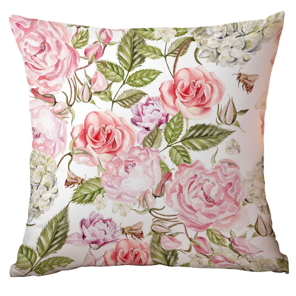 Chinesischer Stil Blumen und Grüne Blätter Kissenbezug Blumen und Blätter Sofa Kissen Sitzkissenbezug Premium Langlebig