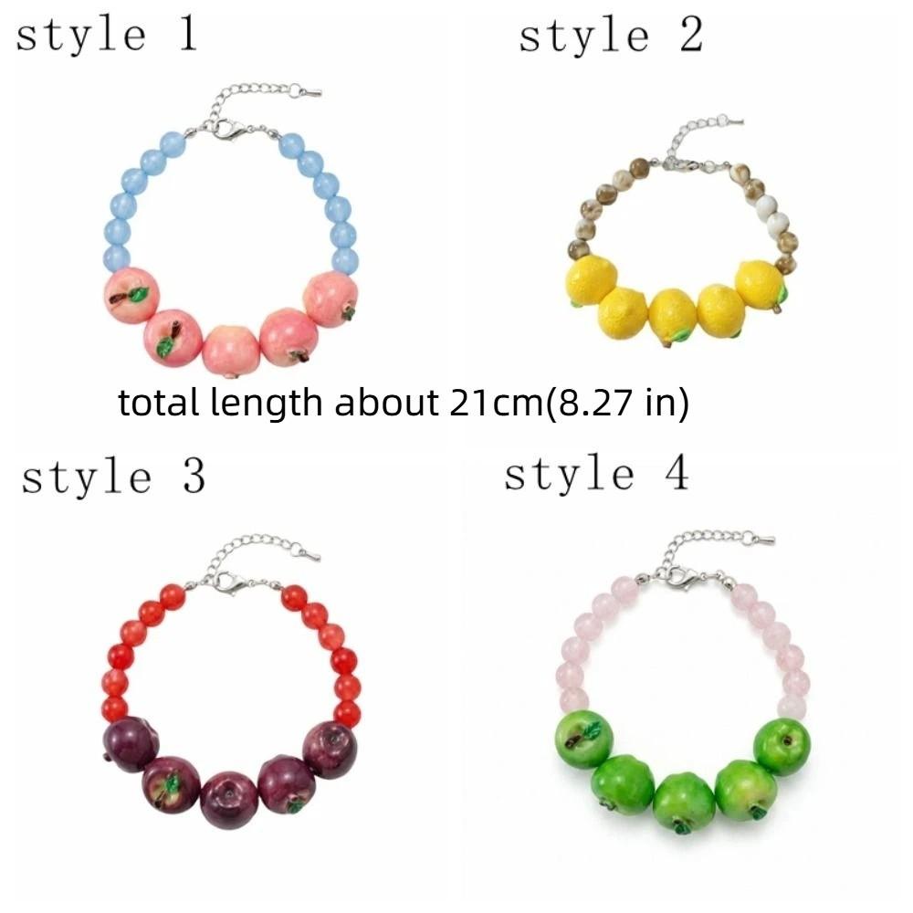 Exaggerated Lemon Bracelet Colorful Beads Stacked Bracelet Cute Fruit Beaded Bracelet  Girls Wear