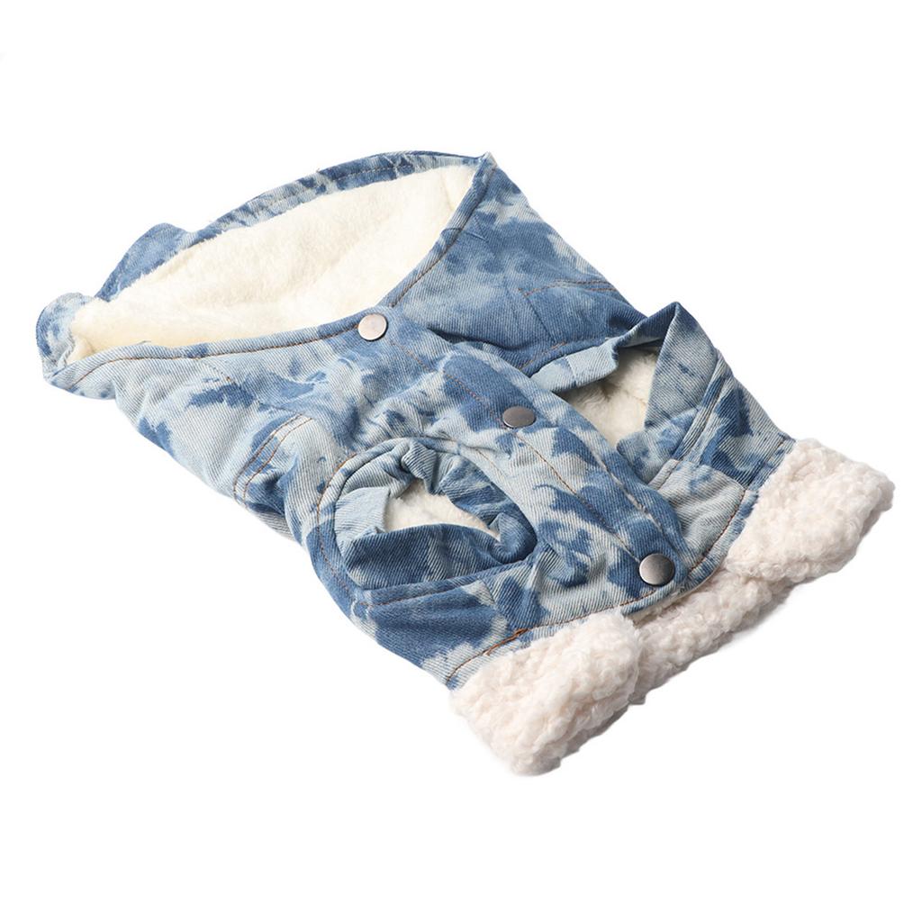 Autumn Winter Cotton Western Boy Blue Thicken Soft Comfortable Pet Clothes Warm Coat Clothing for DogsL