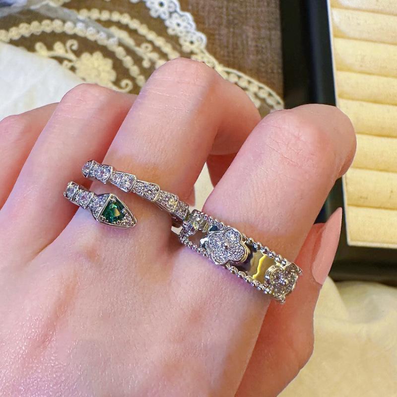 Elegant Green Snake Bamboo Ring For Women Adjustable Fashion Accessory
