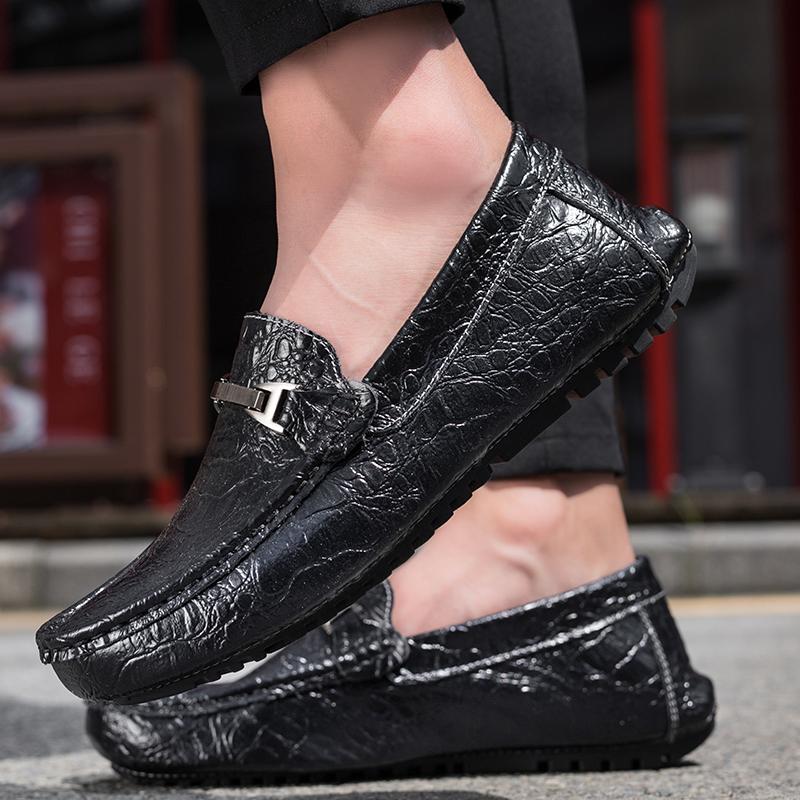 Genuine Leather Men Shoes Slip On Fashion Casual Luxury Brand