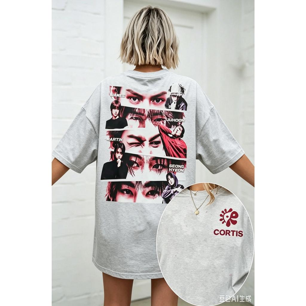 Kpop Jongensgroep Cortis T-shirt Gezichtsafdrukken van Leden T-shirt Mannen Vrouwen Oversized Streetwear Korte Mouwen Harajuku Hoge Kwaliteit Vrouwelijke Mannen Kleding