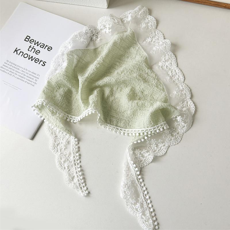 Baticuri Franțuzești pentru Femei Bandană Triunghiulară din Dantelă Albă Turban Pastoral Vintage Bandane Accesorii de Modă pentru Fotografie de Vară