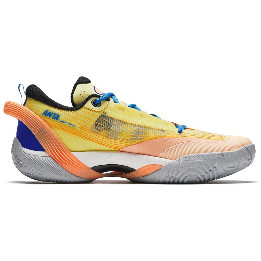 New Anta Three point Rain1.0 Cushioned Slip Resistant Low Top Basketball Shoes Men's Yellow Orange 912421102S-1