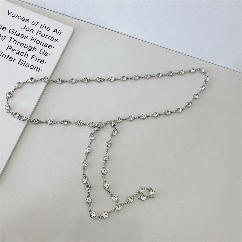 Waist Chain Ladies Decorative Thin Belt Simple With Dress Silver Diamond Pearl Iron Chain Small Belt Skirt