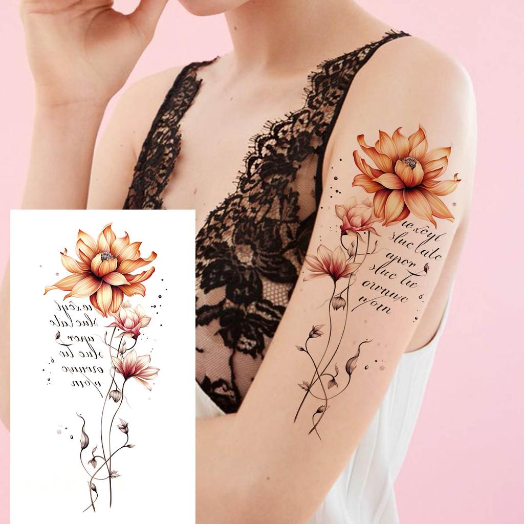 1 Sheet Black Henna Mandala Fake Jewels Temporary Sleeve Tattoos For Women Girls Forearm Waist Chest Back Tattoo Sticker Decal