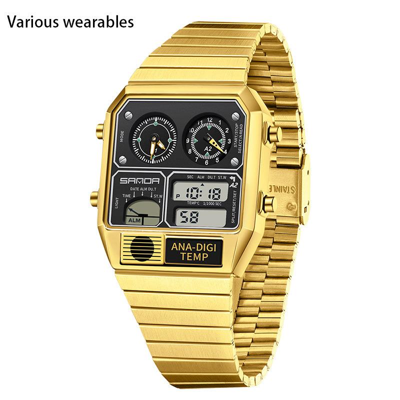 

Электронные часы с квадратным стальным ремешком Электронные часы с термометром Секундомер Хронометр Многофункциональные электронные часы