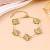 15MM 18K Gold-Plated Stainless Steel Double-Sided Four-Leaf Clover Bracelet