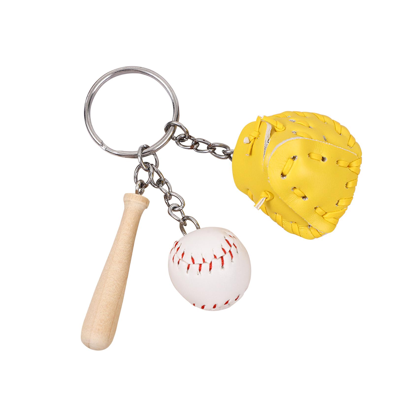 

Carved Baseball Keychain Bag Pendant Baseball Three-piece Gift Fashionable Couple Gift One Size жёлтый