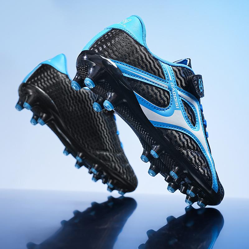 Mesh Velcro Children's Football Shoes Teen Students Breathable Broken Nails Middle and Older Children's Game Training Sneakers Men