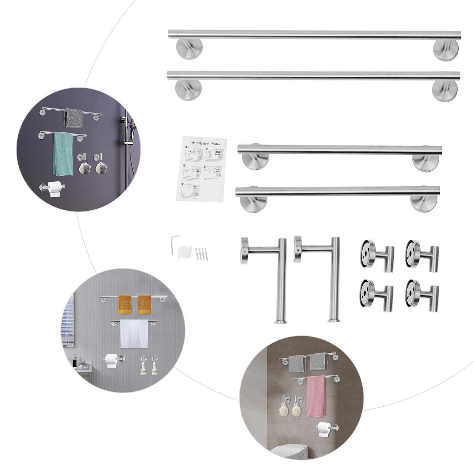 

10Pcs Stainless Steel Towel Bar Set,Silver Wall-mounted Bathroom Towel Bar Set for Kitchen,Bathroom срібний