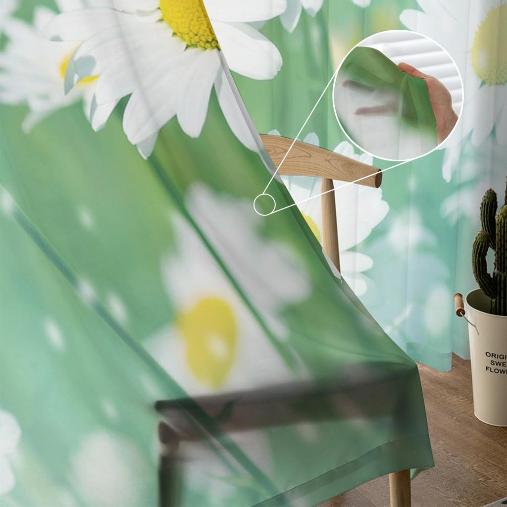 Plant Daisy Flower Window Treatment Tulle Modern Sheer Curtains for Kitchen Living Room the Bedroom Curtains Decoration