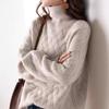 Europäischer Stil Hoher Kragen Wollpullover - Damen Lockerer Schnitt, Dicke Uni Farbe Strick Basisschicht für Herbst & Winter