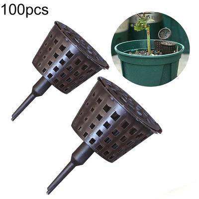 100Pcs Plant Fertilizer Baskets With Lid Orchid Cultivate Park Root Nursery Pots Bonsai Portable Automatic Fertilizer Pot Box