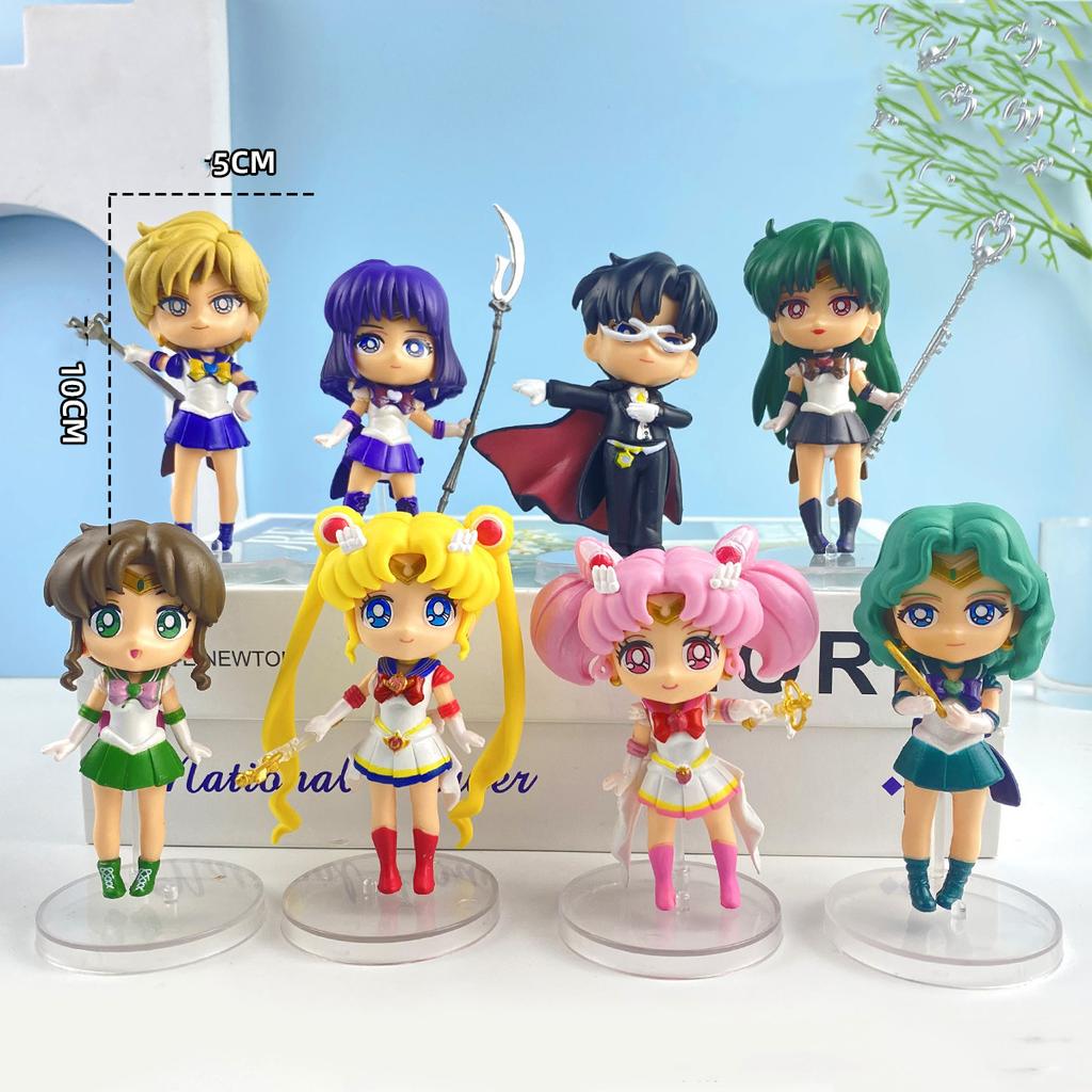 Anime Girl Warrior Model Handmade Desktop Cake Decoration Ornament Ornament Collection Gift 6 Pieces 8 Pieces Size 7cm-10cm