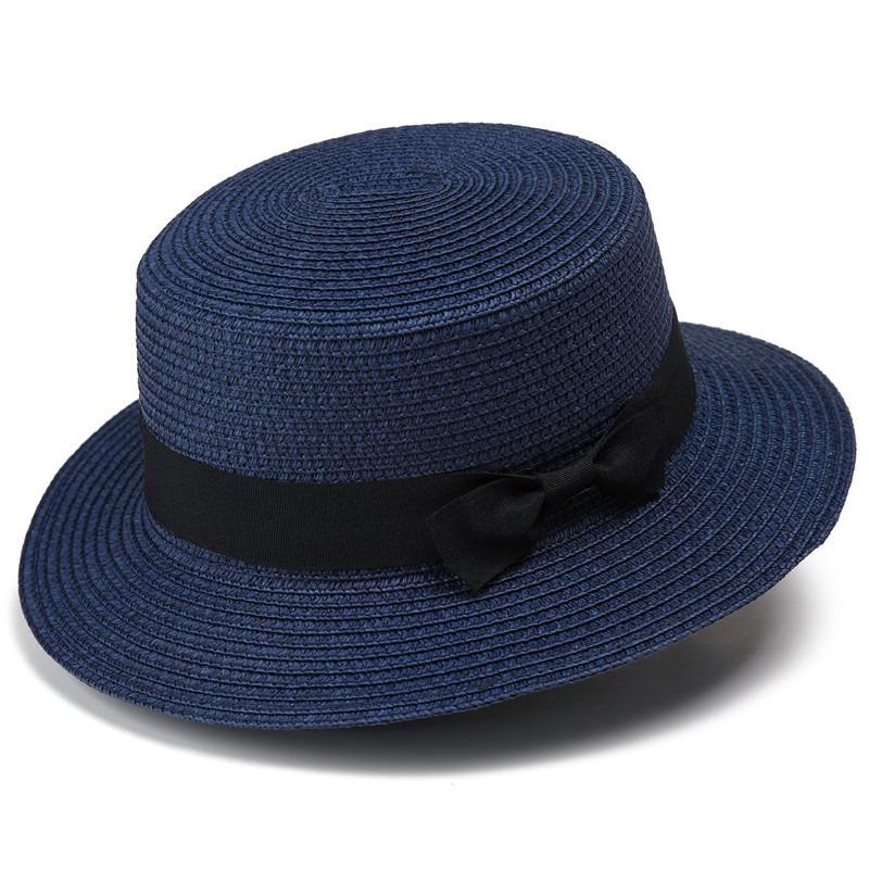 Parent-child straw hat women's summer British retro flat top small fresh top hat sunshade sunscreen beach hat travel tide