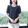 Cotton and Linen Short-sleeved Shirt for Women In Summer New Style Young Mother Fashionable Age-reducing Shirt Slim Top