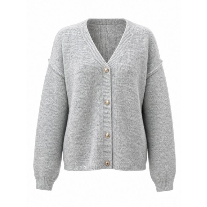 Women S V Neck Long Sleeve Buttoned Knit Cardigan Lazy Casual Loose Sweater