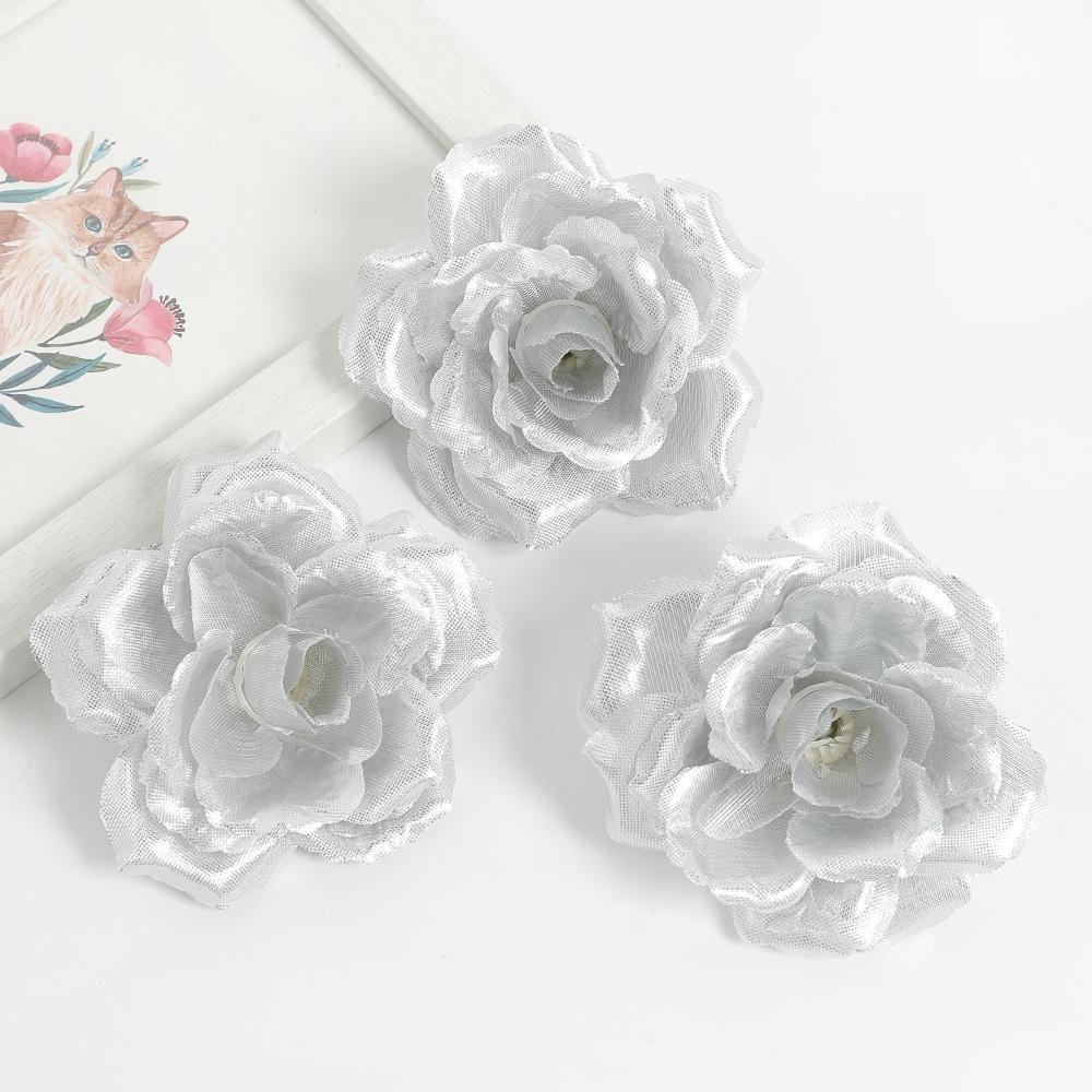 

10/20Pcs Artificial Rose Flower Heads Valentine s Day Bouquet And Photo Props Baby Bride Gift Party Mother s Day Wall Decoration 10Pcs серебряный