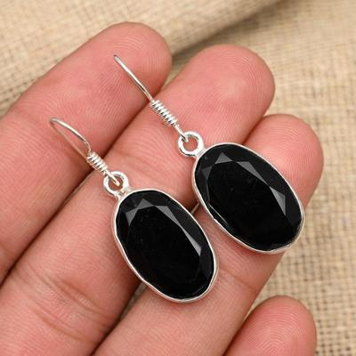 Gorgeous Black Spinel Gemstone Handmade Jewelry 925 Sterling Silver Earring