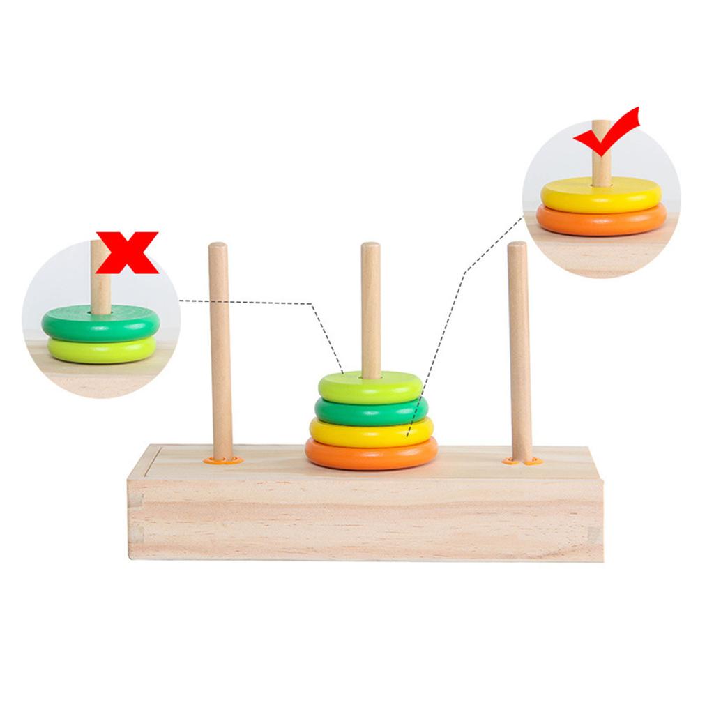 10 Rings Puzzle Game Wooden Tower Early Educational Logic Thinking Block Game Toy for Kids Large