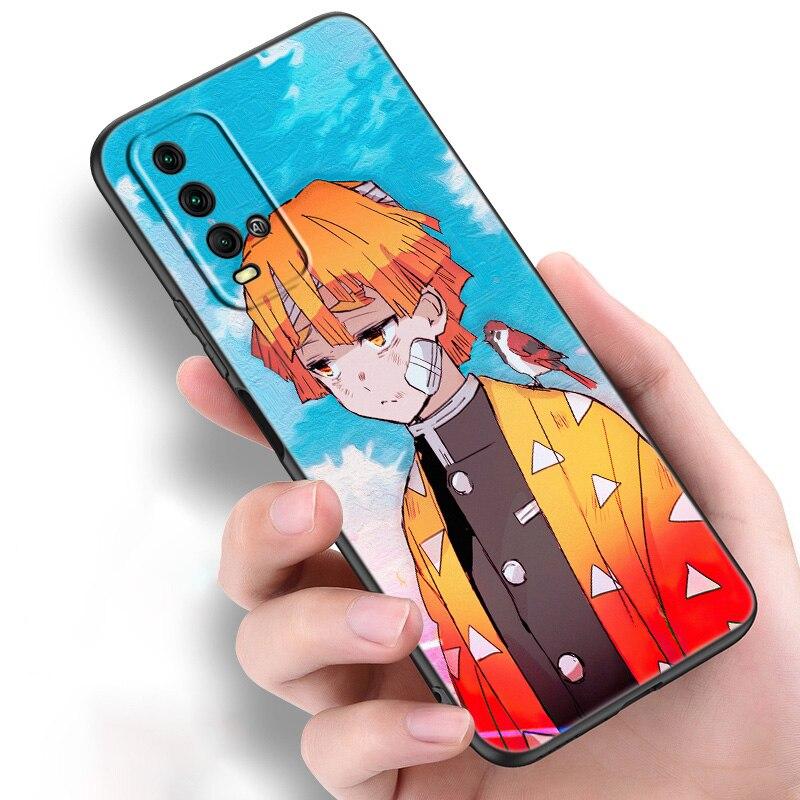 Anime Demon Slayer Zenitsu Silicone Phone Case For Xiaomi Redmi Note 11 10 9 8 Pro 11T 10T 10S 9S 8T 9 9A 9C 9T Black Soft Cover