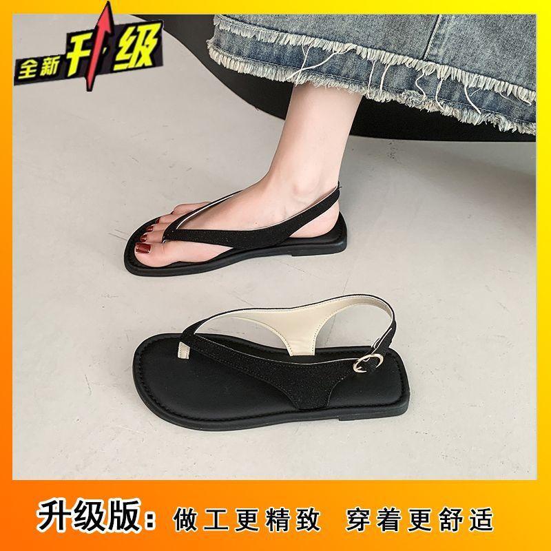French simple toe beach vacation cool slippers versatile flat flip-flops women's wear 2025 summer new