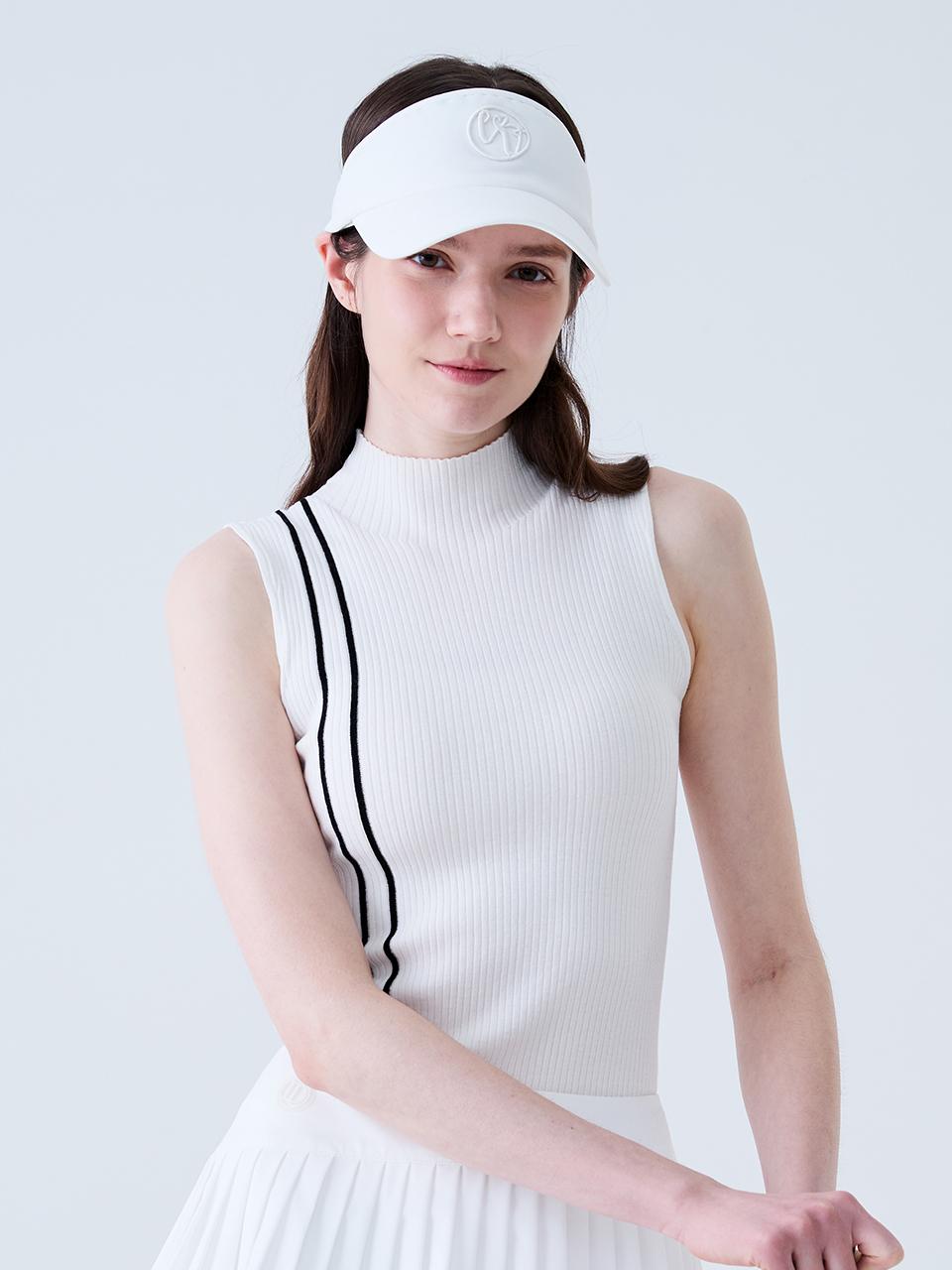 Road Roar Slim Ribbed Mock Neck Sleeveless Knit White White/M