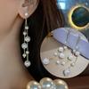 Cercei Dama Women's Asymmetric Multi-Bead Crystal Long Earrings Fashion Pearl Theme Gold Elegant Double Model EFAYN
