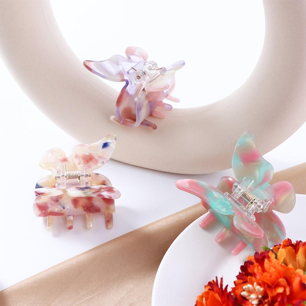 Acetic Acid Candy Colors Girls Hair Accessories Butterfly Hair Clips Headwear Hair Claw Crab Clips