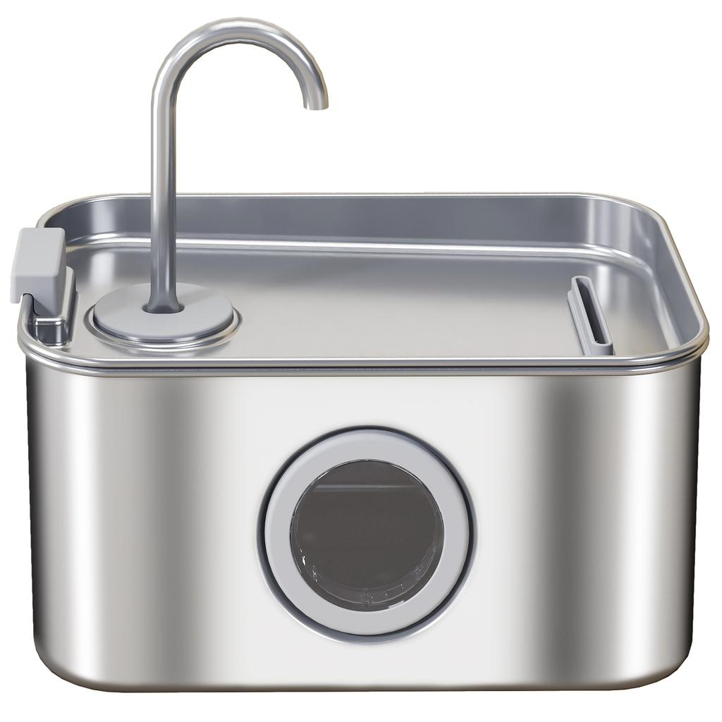 3.2 L Cat Water Fountain For Drinking Cat Fountain Stainless Steel With Visible Water Level Window Ultra Silent Pump